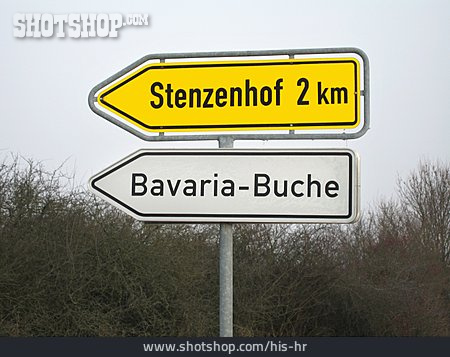 
                Wegweiser, Bayern, Stenzenhof, Bavaria-buche                   