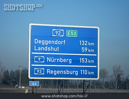 
                Autobahn, Bayern, Entfernungstafel                   