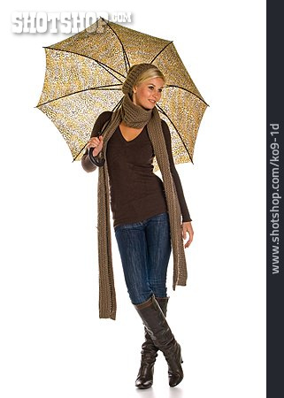 
                Frau, Herbstlich, Regenschirm                   