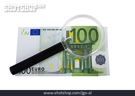 
                Euro, Geldschein, Lupe                   