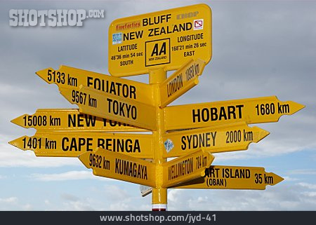 
                Richtung, Städtereise, Wegweiser, Neuseeland                   