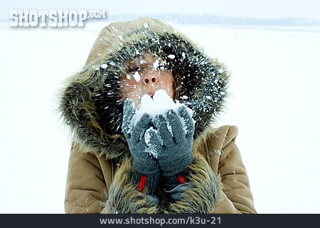 
                Woman, Winter, Snow, Blowing                   