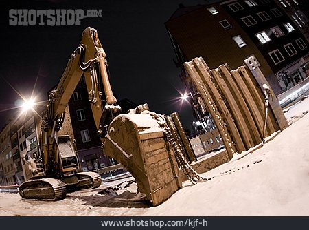 
                Snowy, Construction Site, Excavator                   