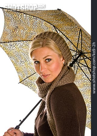 
                Junge Frau, Frau, Herbstlich, Regenschirm                   