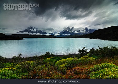
                Gewitterwolke, See, Nationalpark, Torres Del Paine                   