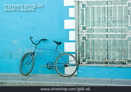 
                Fahrrad, Blau, Fassade                   