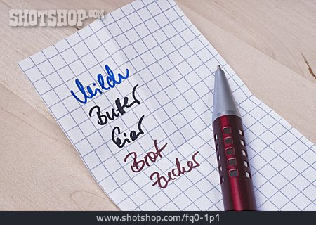 
                Kugelschreiber, Liste, Einkaufszettel                   