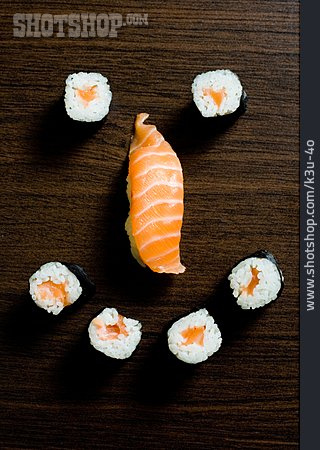 
                Asiatische Küche, Gesicht, Sushi                   