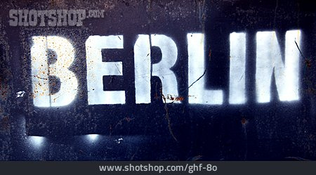 
                Berlin, Schild, Graffiti, Schablone                   