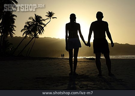 
                Paar, Strand, Silhouette, Karibik                   