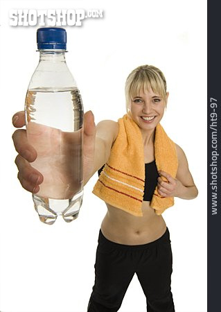 
                Junge Frau, Frau, Gesunde Ernährung, Wasserflasche                   