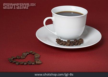 
                Kaffee, Herz, Kaffeetasse, Kaffeebohne                   