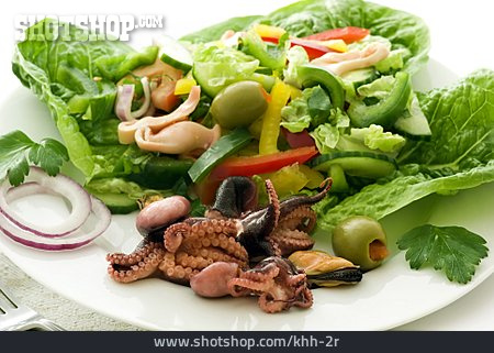 
                Salat, Meeresfrüchte, Gemischter Salat, Salatteller                   