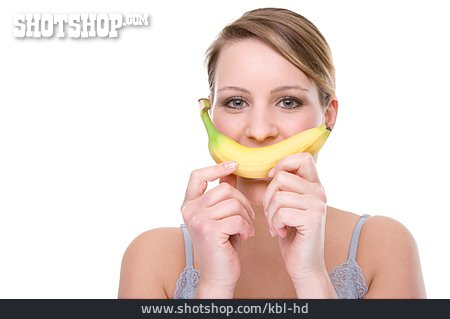 
                Junge Frau, Gesunde Ernährung, Banane                   