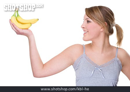 
                Junge Frau, Gesunde Ernährung, Banane                   
