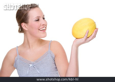 
                Junge Frau, Gesunde Ernährung, Honigmelone                   