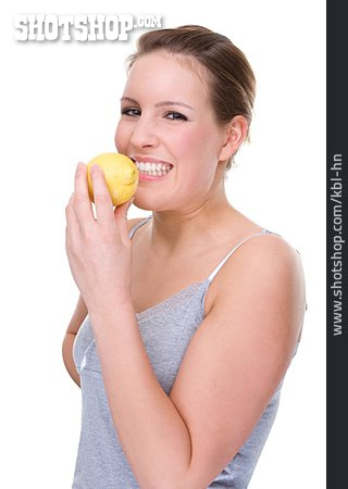 
                Junge Frau, Gesunde Ernährung, Sauer, Zitrone                   