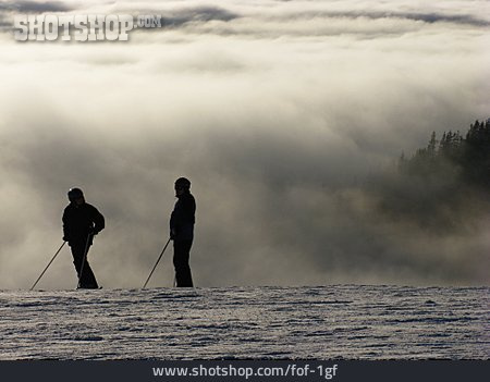 
                Nebel, Wolkendecke, Skifahrer                   