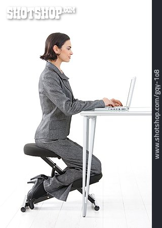 
                Bürostuhl, Laptop, Ergonomisch, Geschäftsfrau                   