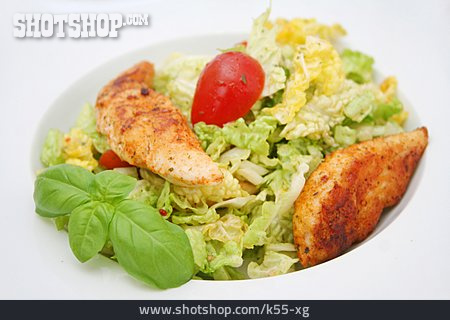 
                Salat, Salatteller, Hühnerbruststreifen                   