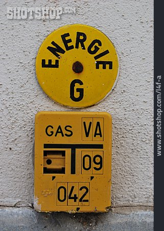 
                Energie, Hinweisschild, Gasversorgung                   