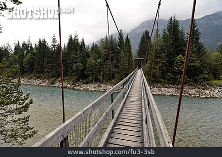 
                Alpen, Hängebrücke, Lech                   