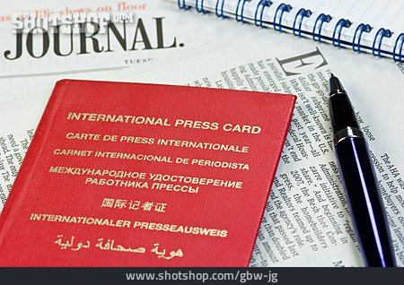 
                Kugelschreiber, Dokument, Presseausweis, Internationaler Presseausweis                   