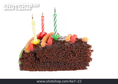 
                Kuchenstück, Schokoladenkuchen, Geburtstagskuchen                   
