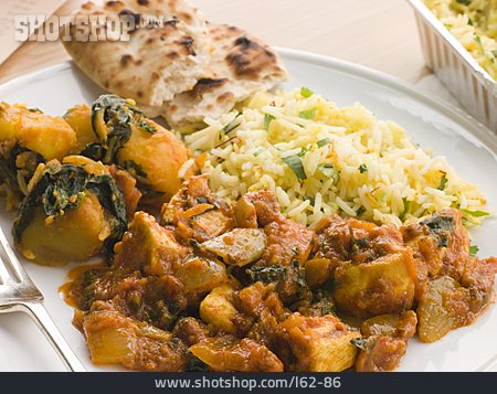 
                Indische Küche, Tellergericht, Sag Aloo                   