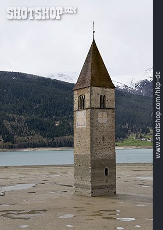 
                Kirchturm, Reschensee                   
