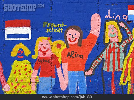 
                Freundschaft, Kindlich, Bemalt, Wandmalerei                   