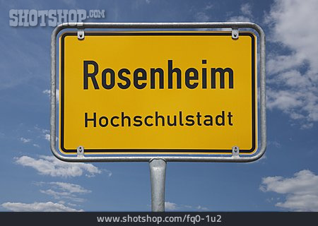 
                Ortsschild, Hochschulstadt, Rosenheim                   
