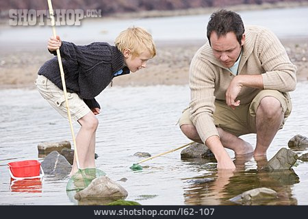 
                Vater, Strand, Fischen, Sohn                   