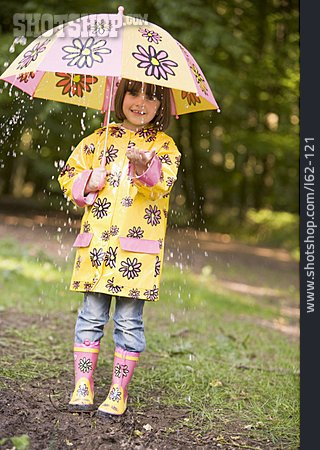 
                Mädchen, Regenschirm, Wetterfest, Regenbekleidung                   