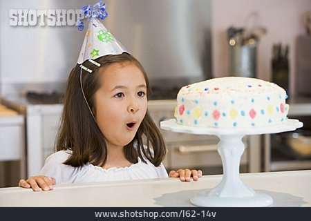 
                Mädchen, Begeistert, Geburtstag, Kindergeburtstag, Partyhut                   