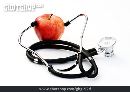 
                Gesunde Ernährung, Apfel, Stethoskop                   