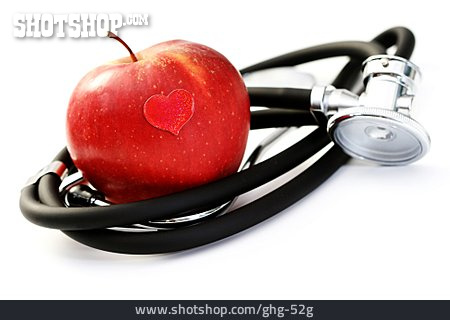 
                Gesunde Ernährung, Apfel, Stethoskop                   