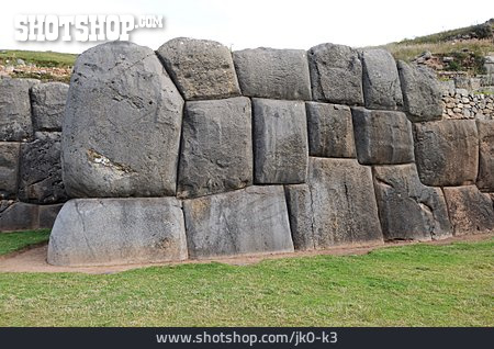 
                Mauer, Felsblock, Peru, Inka, Sacsayhuaman                   