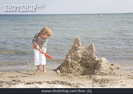 
                Girl, Sandcastle, Beach Holiday                   