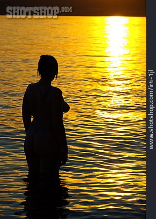 
                Young Woman, Sunset, Silhouette                   
