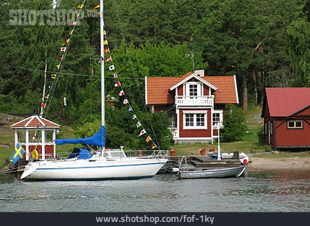 
                Wohnhaus, Schweden, Segelboot                   