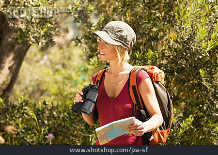 
                Frau, Orientierung, Trekking, Wanderin                   