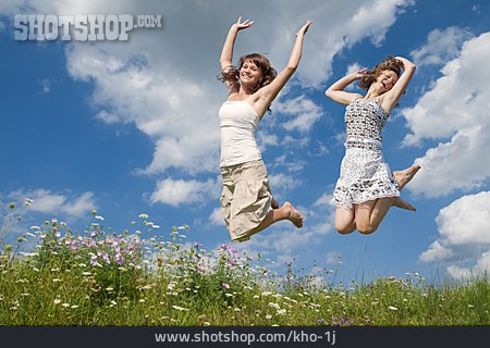 
                Springen, Lebensfreude, Geschwister, Luftsprung                   