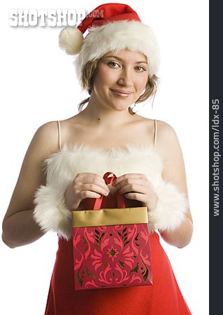 
                Schenken, Geschenktüte, Weihnachtsfrau                   