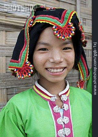 
                Mädchen, Tracht, Laos                   