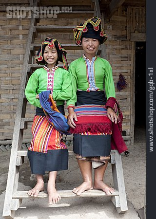 
                Frau, Tracht, Laos                   
