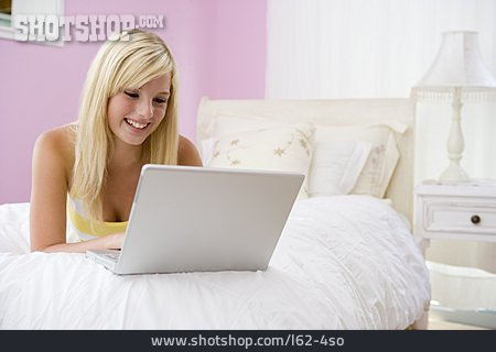 
                Girl, Domestic Life, Mobile Communication, Laptop                   