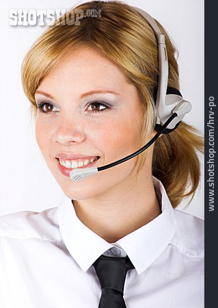 
                Frau, Headset, Call Center, Telefonistin                   