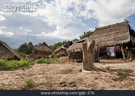 
                Laos, Strohhütte, Nam Ded Mai Village                   