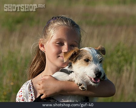
                Mädchen, Tierliebe, Parson Russell Terrier                   